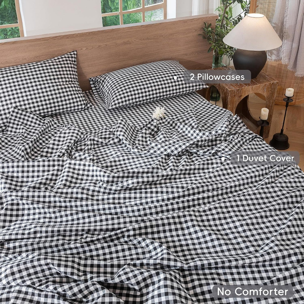 100% Cotton Gingham Duvet Cover Set