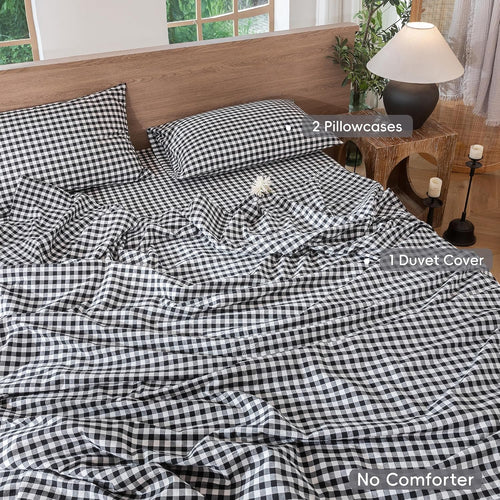 100% Cotton Gingham Duvet Cover Set