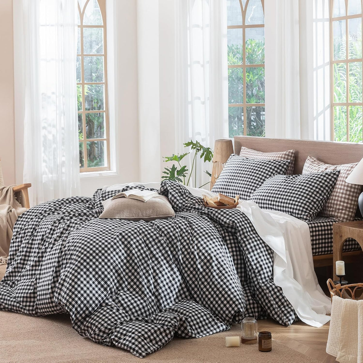 100% Cotton Gingham Duvet Cover Set