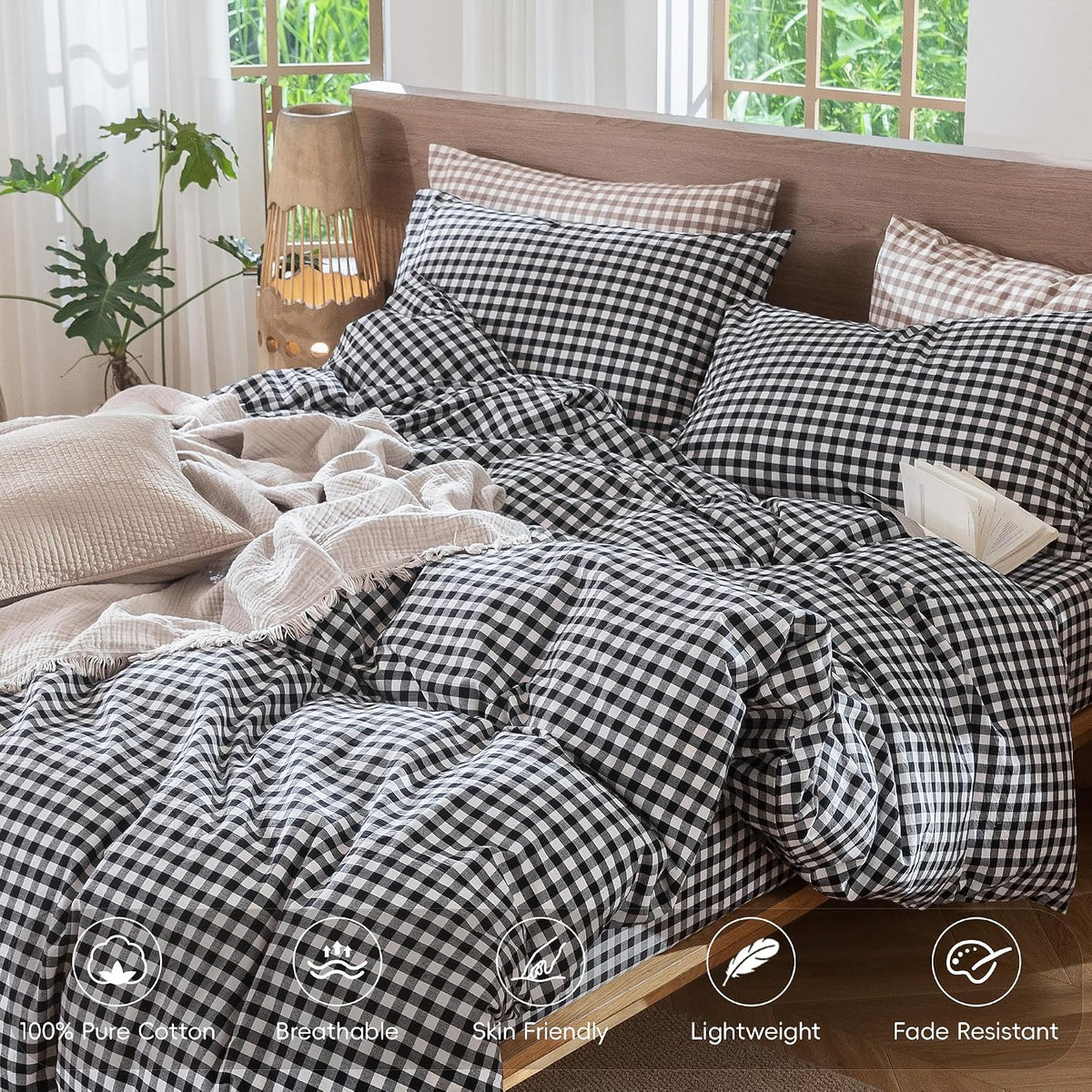 100% Cotton Gingham Duvet Cover Set